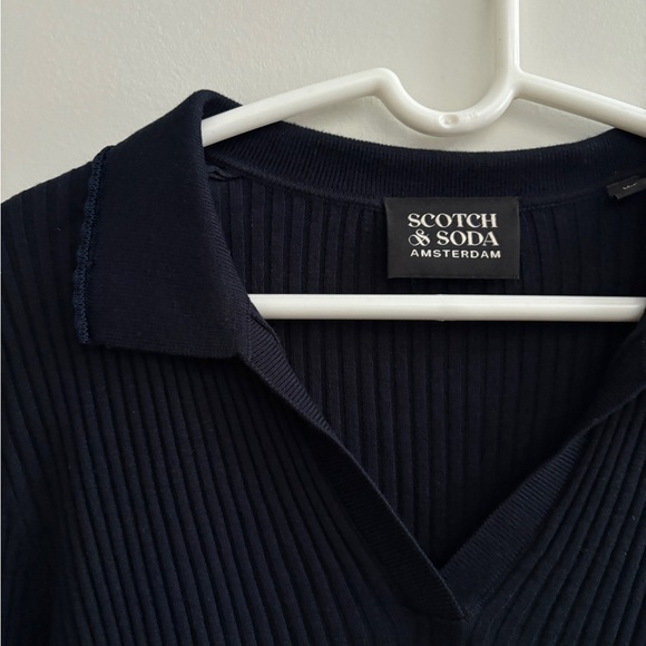 Scotch & Soda Wool Women's Dark Blue Ribbed Long Sleeve Top - Picture 5 of 5